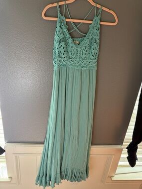 Chelsea & Violet Mint Crochet Lace Maxi Dress